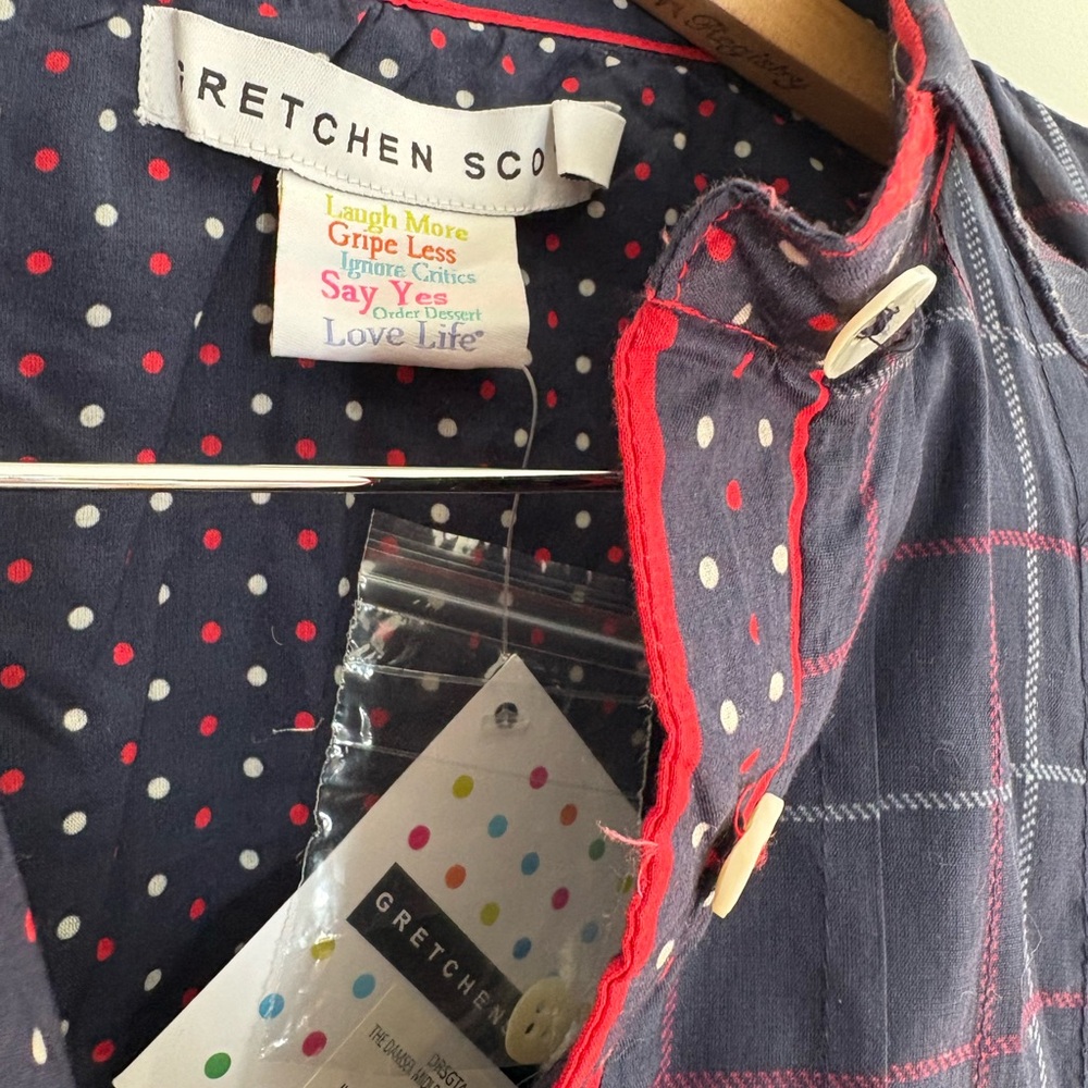 Gretchen Scott Designs Navy and Red Plaid Dress - Picture 3 of 6
